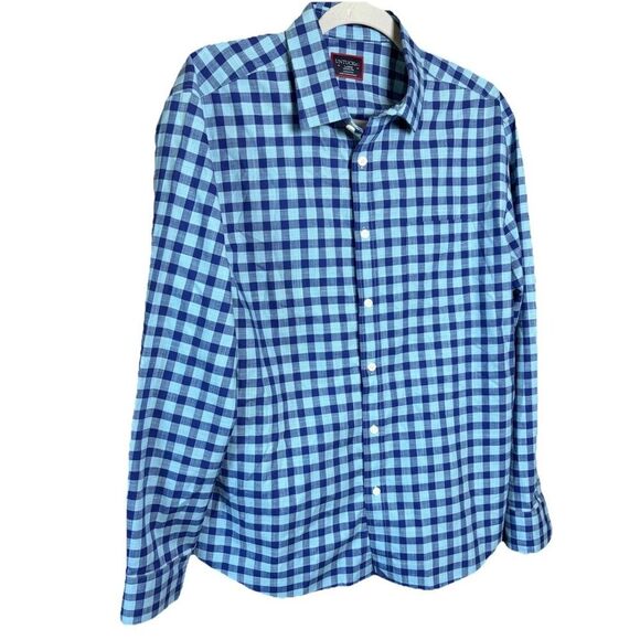 UNTUCKit Mariano WF Baby Blue Gingham All Cotton Button Down Shirt Men’s Size L - Picture 5 of 13